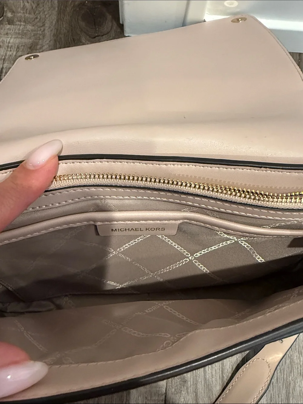 Michael Kors Pale Pink Pebbled Leather Crossbody